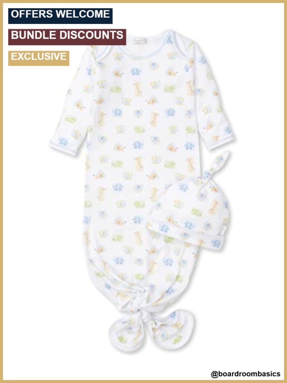 Infant Boys Jungle Jollies Print Sack With Hat 100% Pima Peruvian Cotton